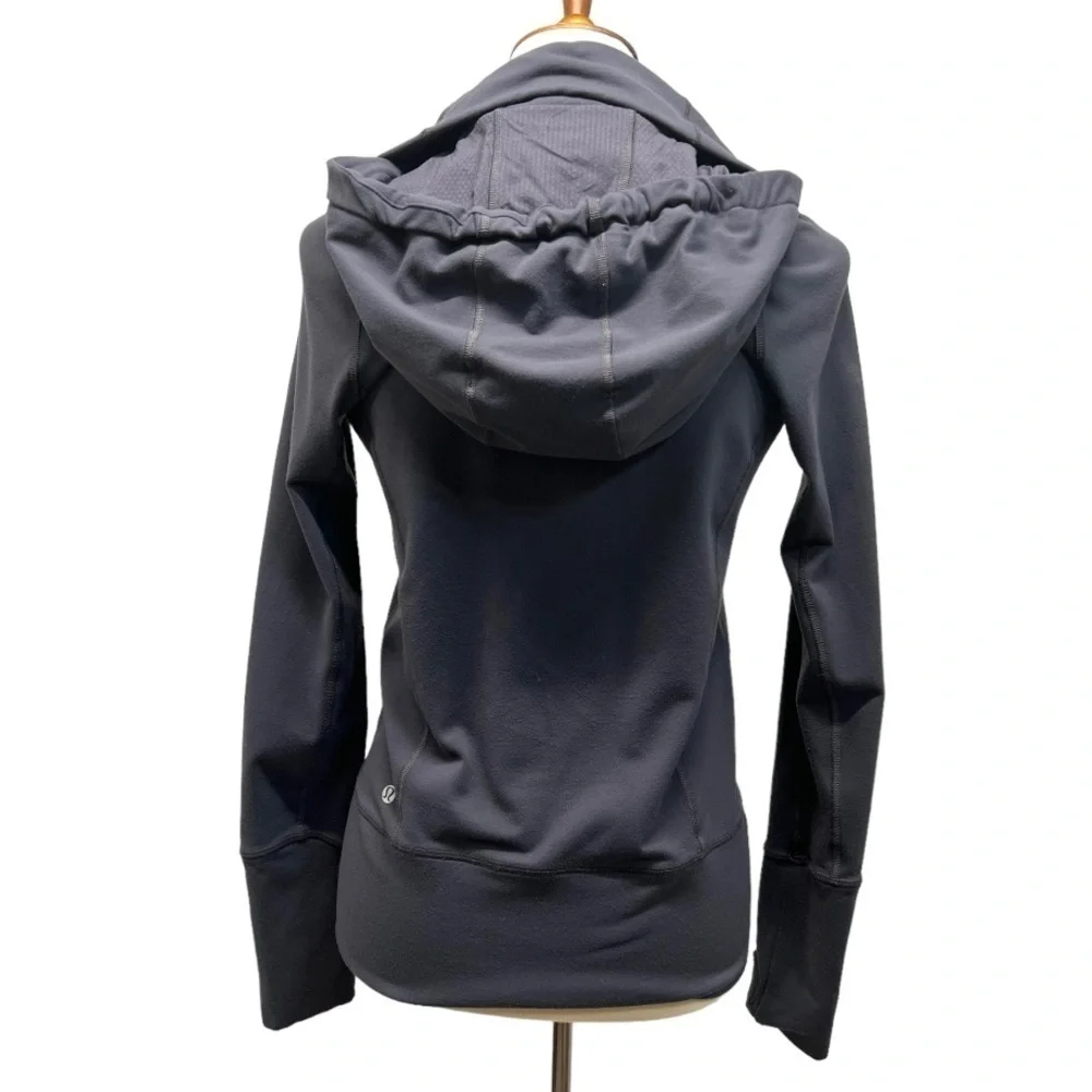 Lululemon Athletica Stride Gray Purple Space Dye Zip Front Hood Athletic Jacket - Picture 6 of 13